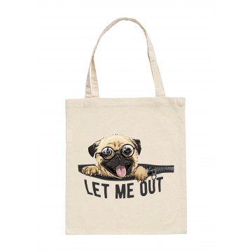 LET ME OUT PUGGY TOTE BAG